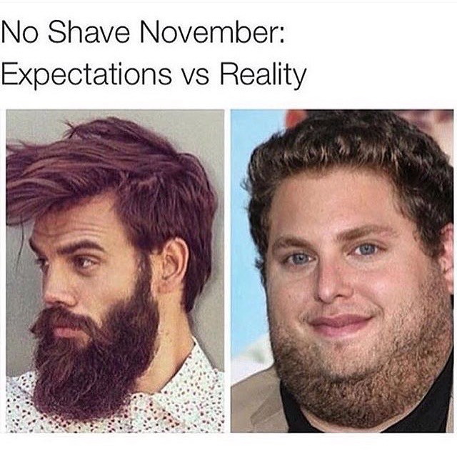 Meme No shave november: Expectation vs Reality