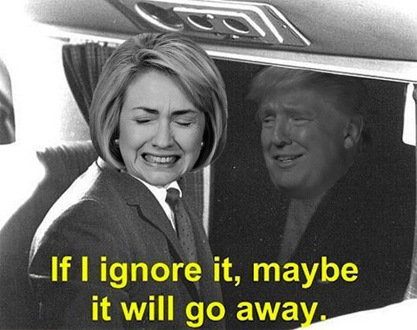 Meme If I ignore it, maybe it will go away - Hillary - Trump