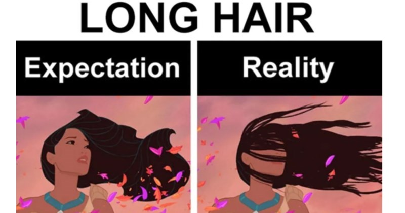 Long hair: Expectations vs Reality - Memes
