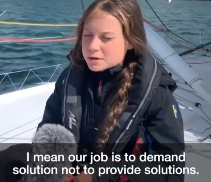 Meme Our job is to demand the solution not to provide solutions - Greta Thunberg