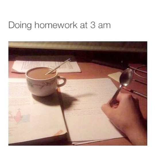 Meme Doing homework at 3 am