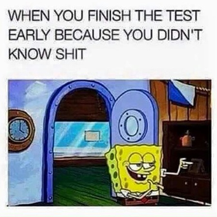 Meme When you finish the test early because you didn't know shit