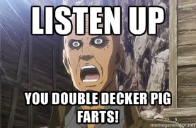 Meme Listen up you double decker pig farts