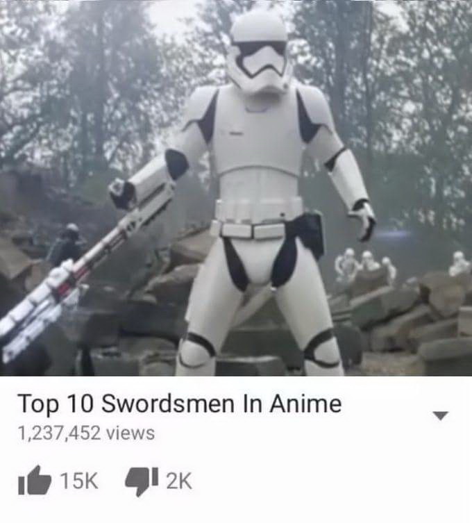 Meme Top-10 swordsmen in Anime