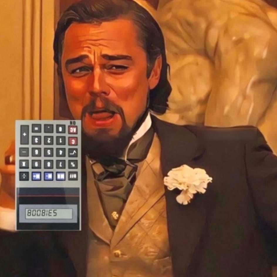 Meme DiCaprio calculator boobies