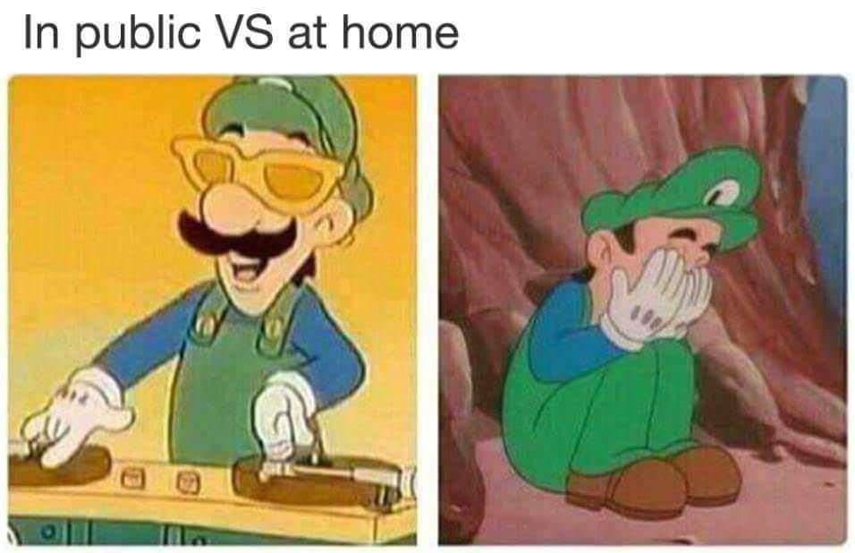 Meme In public vs At home