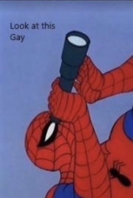 Meme Look at this gay - Spiderman