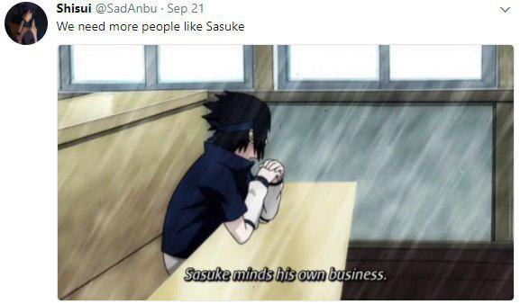 Meme Sasuke minds his own buisness