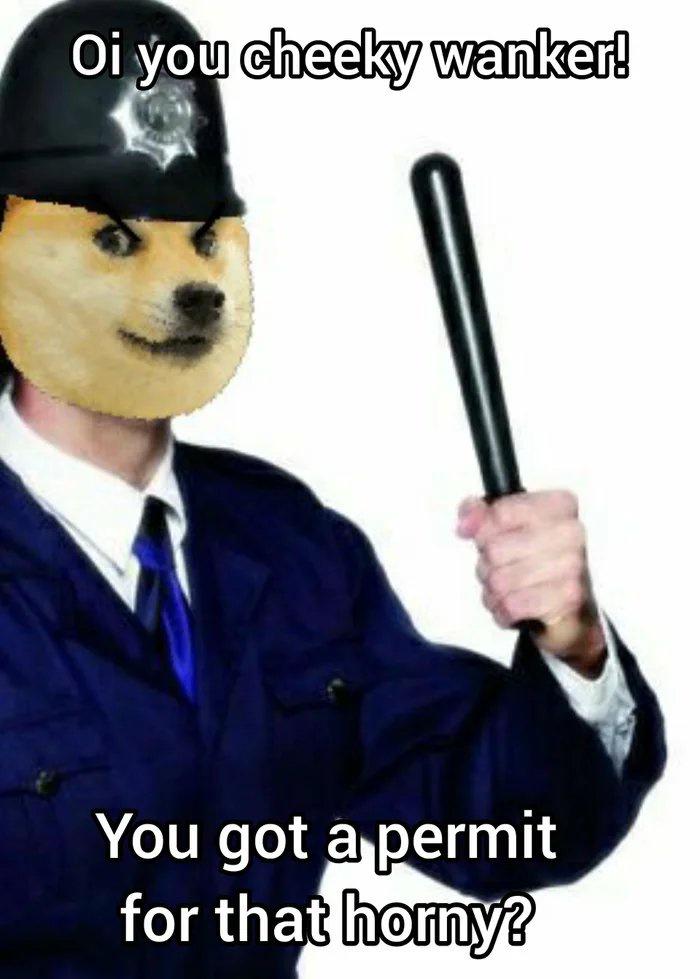 Meme oi you cheeky wanker - you got a permit fot that horny?