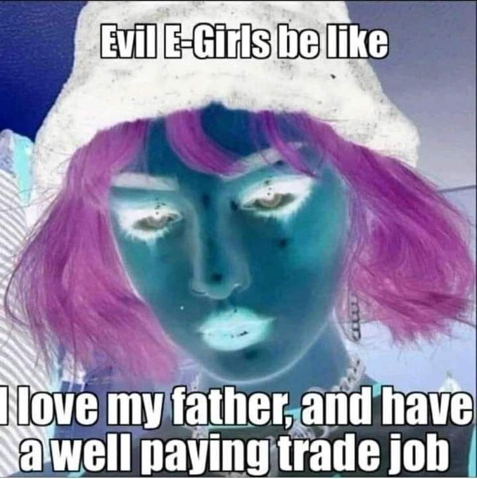 Meme Evil E-girls be like - I love my father and have a well paying trade job