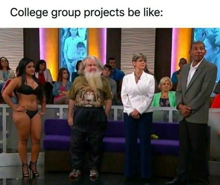 Meme College group projects be like