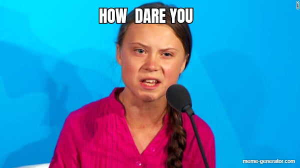 Meme How dare you - Greta Thunberg